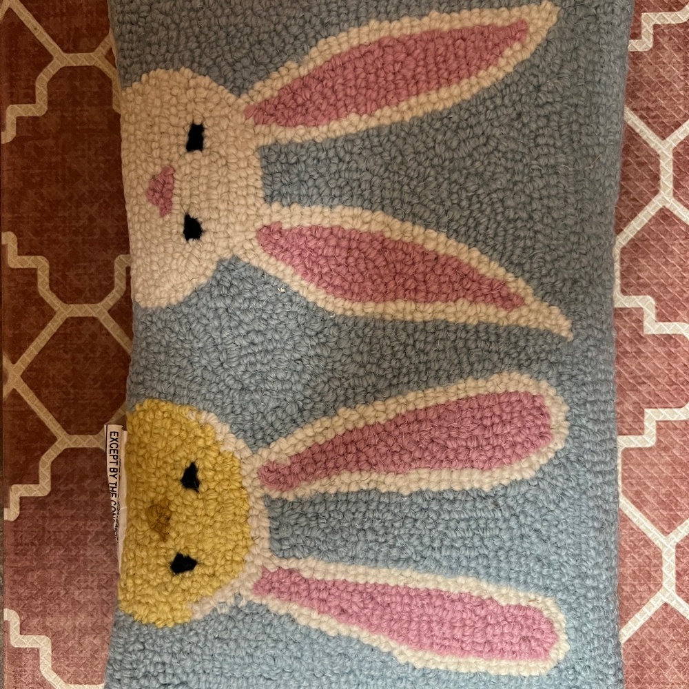 Peking Handicraft Bunny Duo Throw Pillow